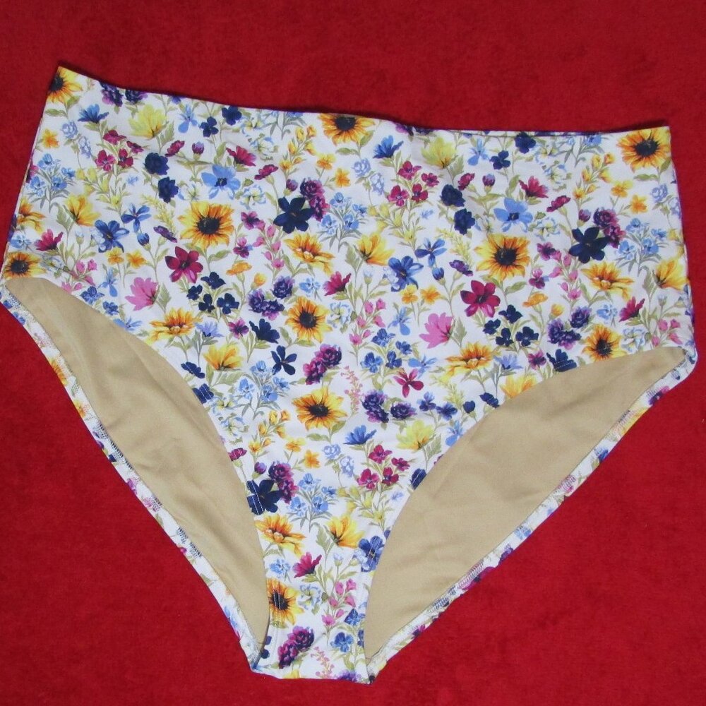 Old Navy Floral Swim Bottoms - White High Waist
